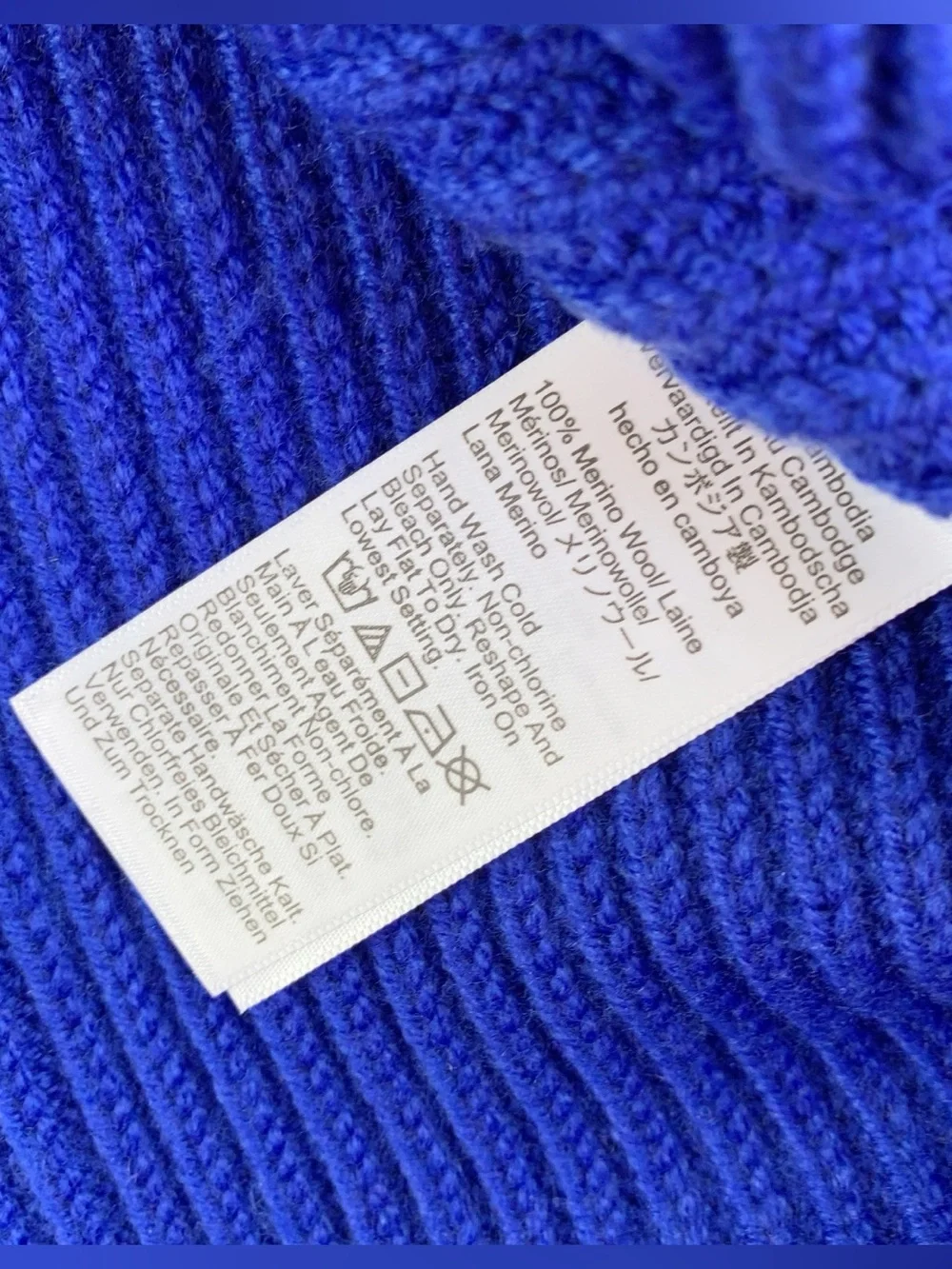 J Crew women's M Fitted-waist crewneck sweater in ribbed merino wool in blue